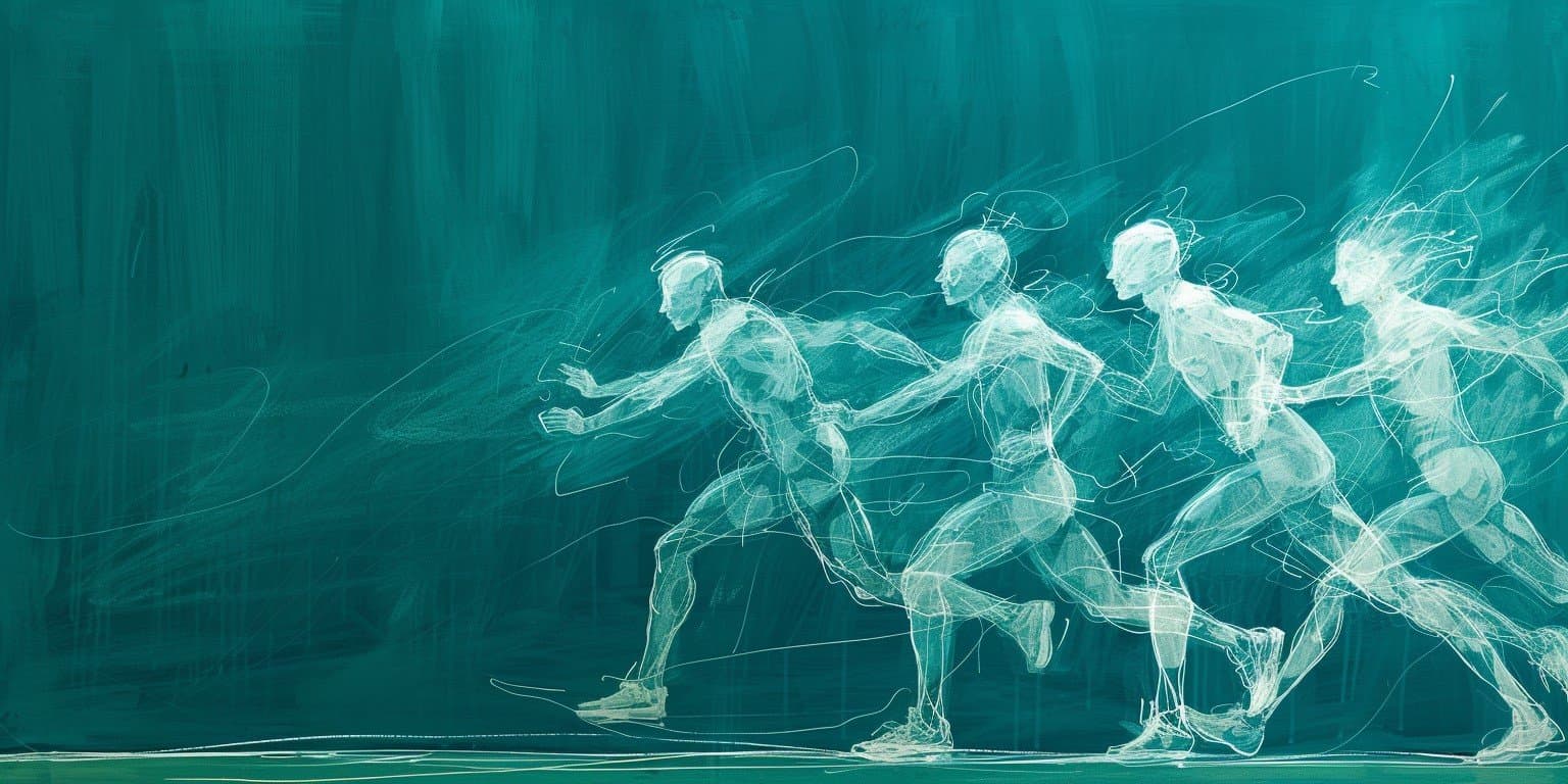 Abstract line-art of a person working out