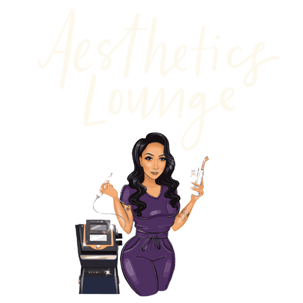 The Aesthetics Lounge logo and skin treatment illustration